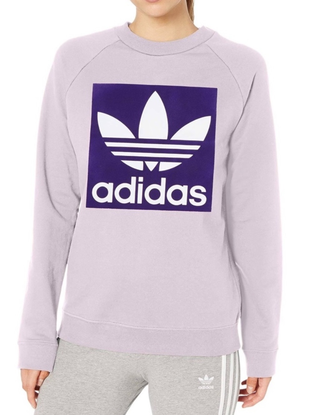 Adidas Women's Originals Trefoil Logo Soft Vision Purple Crewneck Sweatshirt XL